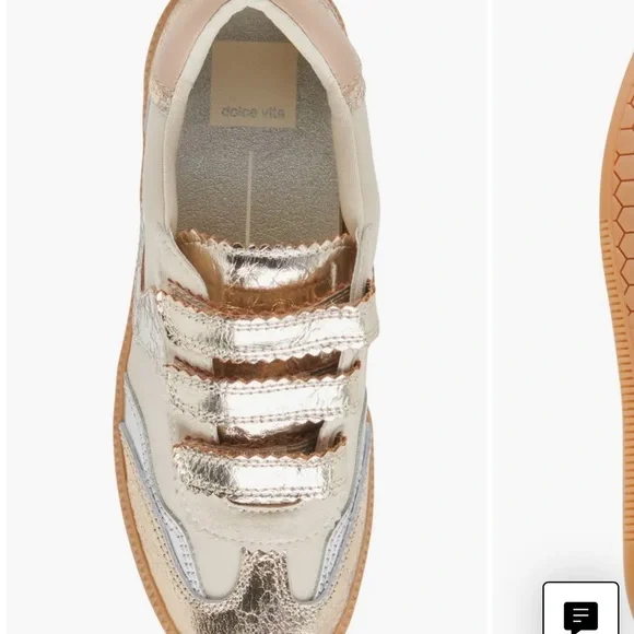 Dolce Vita Metallic Gold and Cream Sneakers - Picture 2 of 6
